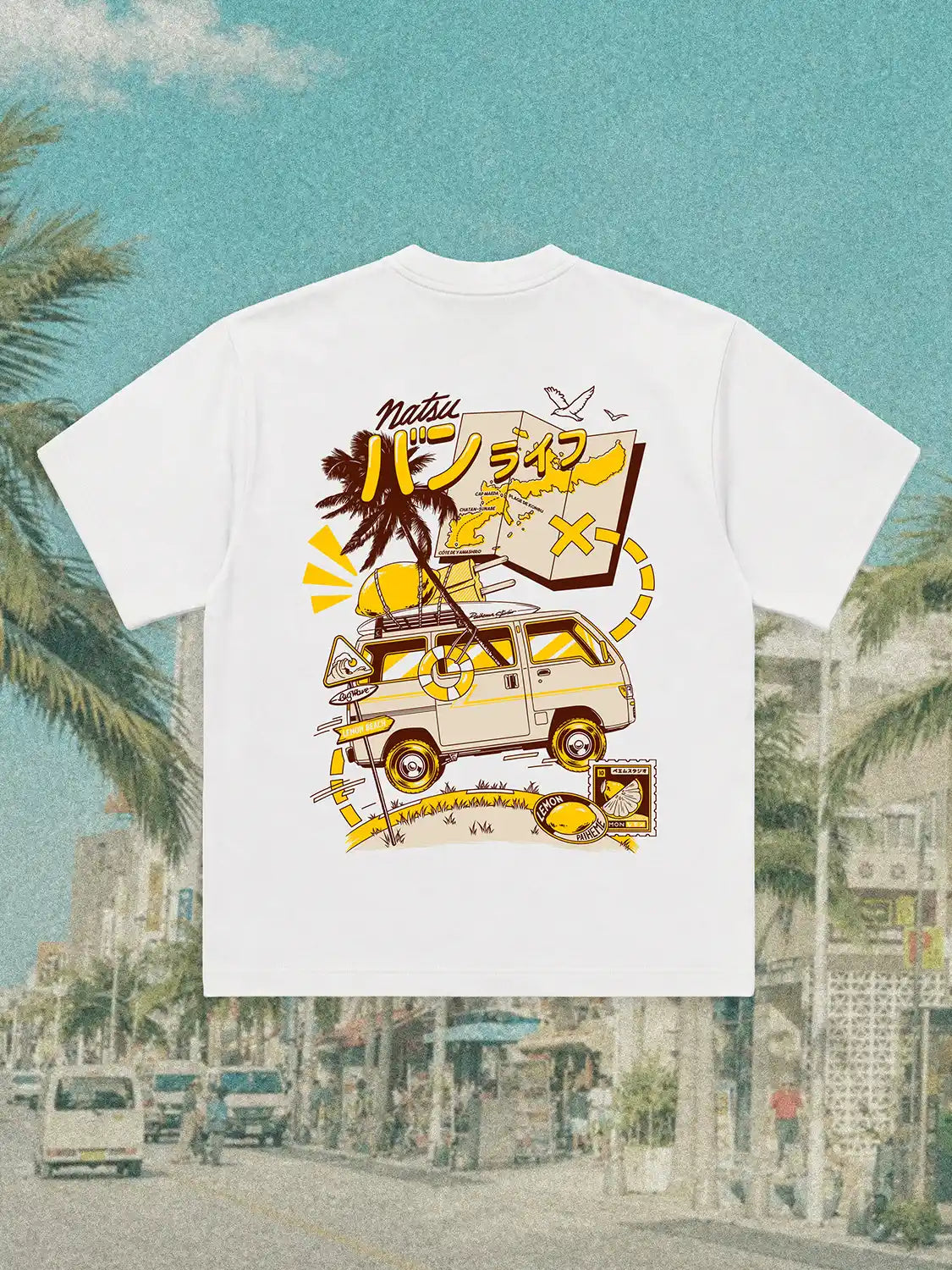 T shirt style japonais Lemon Road, mockup dos