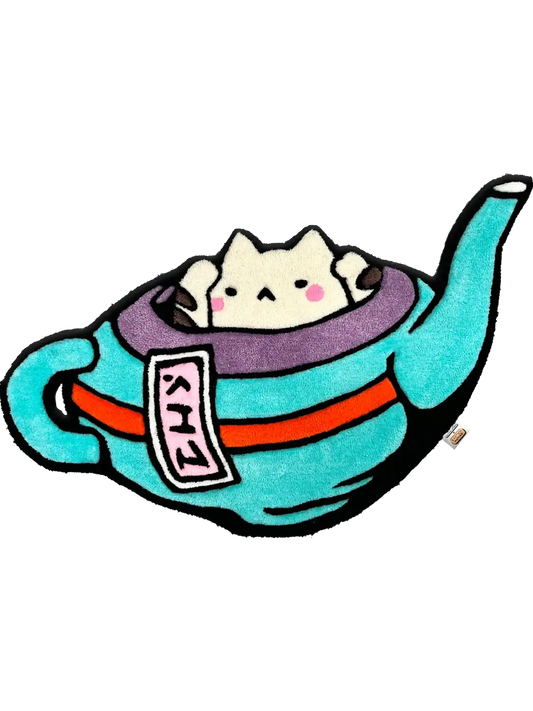 Tapis tufté CAT TEA POT, réalisé à la main par Edokai
