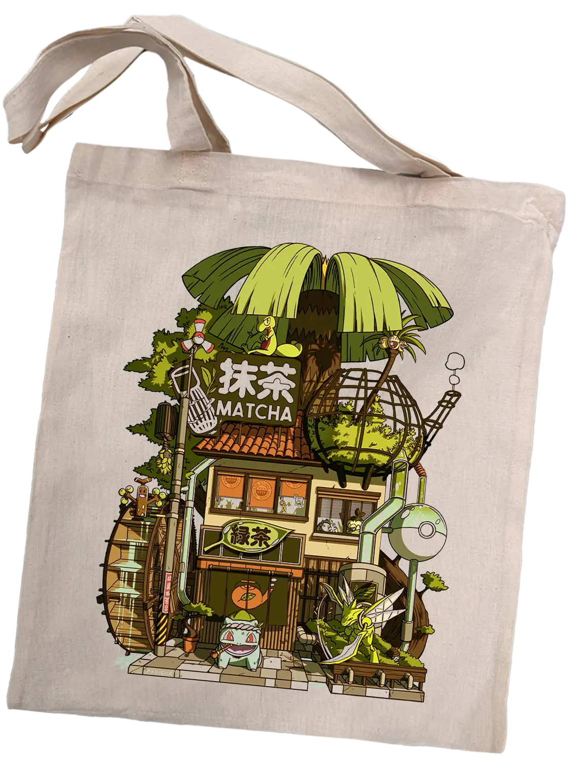Tote bag écriture japonaise Storefront, design Matcha