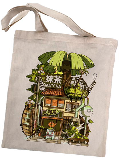 Tote bag écriture japonaise Storefront, design Matcha