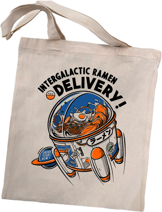 Tote bag japon Intergalactic Ramen, coton imprimé en DTF