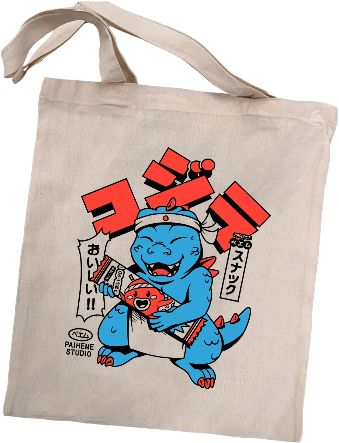 Tote bag japon Kaiju Chief, coton imprimé en DTF