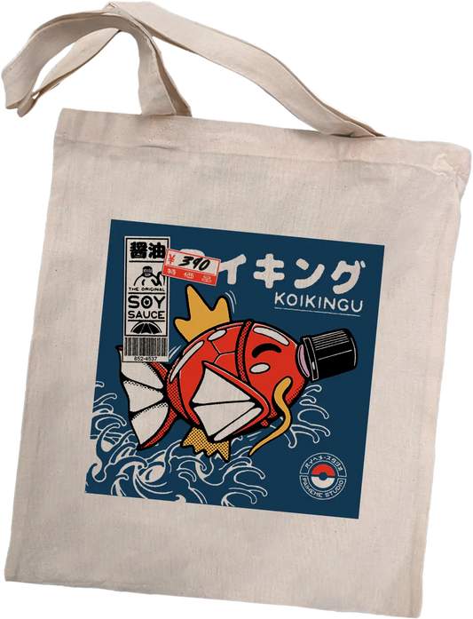 Tote bag japonais Koikingu, coton imprimé en DTF