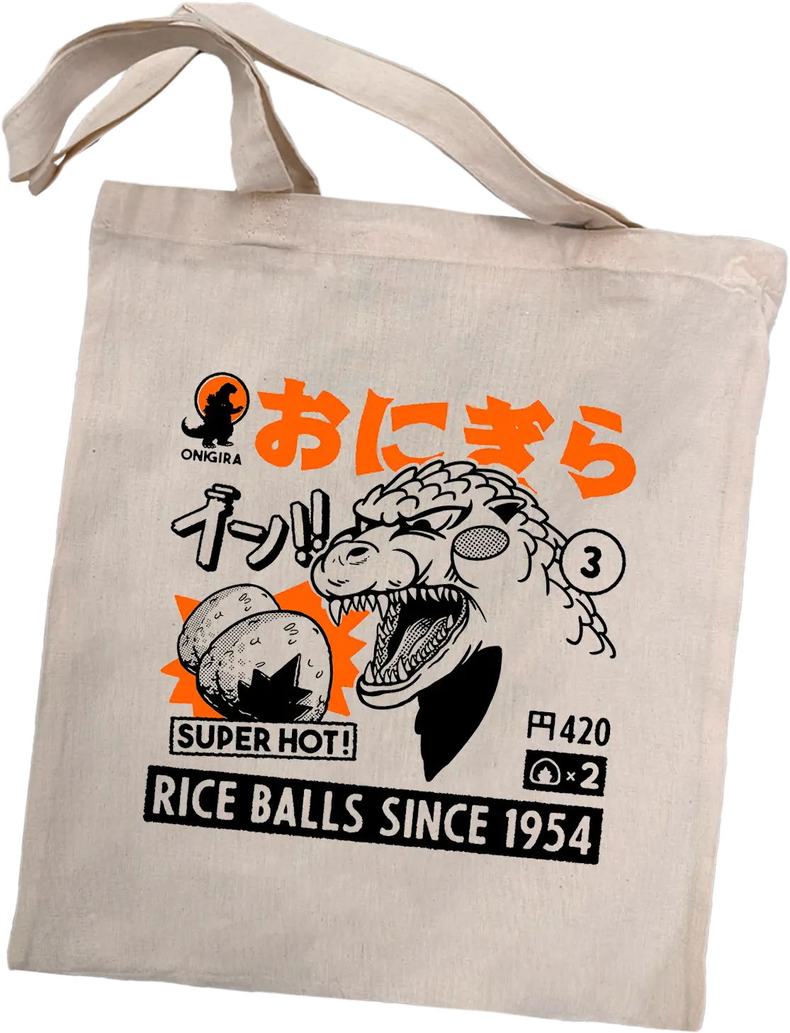 Tote bag japonais Onigira, coton imprimé en DTF