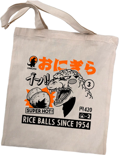 Tote bag japonais Onigira, coton imprimé en DTF