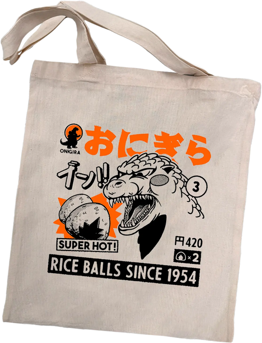 Tote bag japonais Onigira, coton imprimé en DTF