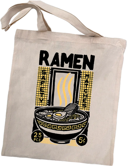 Tote bag japonais Ramen, coton imprimé en DTF