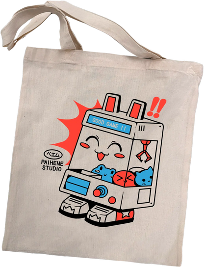 Tote bag motif japonais Kawai UFO, coton imprimé en DTF