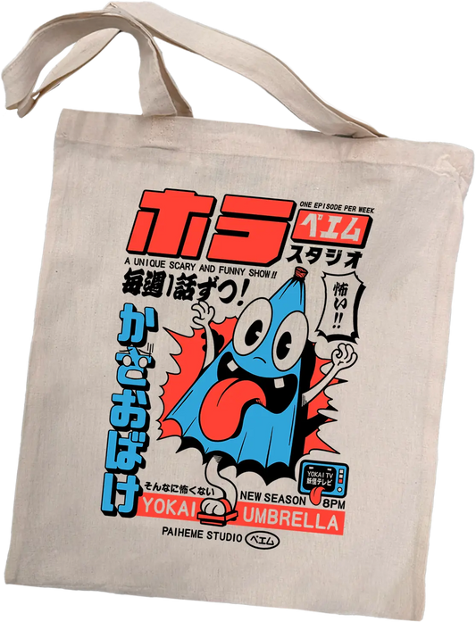 Totebag japon Kasa-obake, coton imprimé en DTF